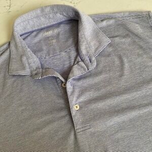 Johnnie-O Striped Polo Shirt Mens‎ XL Blue White Performance Stretch Golf Polo